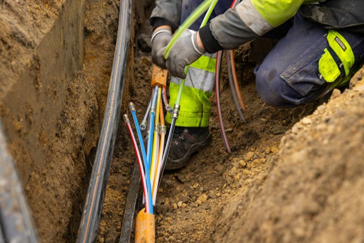 Penarikan Kabel Fiber Optik di Area Perkantoran